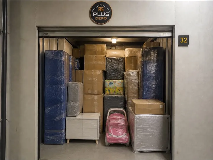 Depo Plus depolama odasında paketlenmiş eşyalar