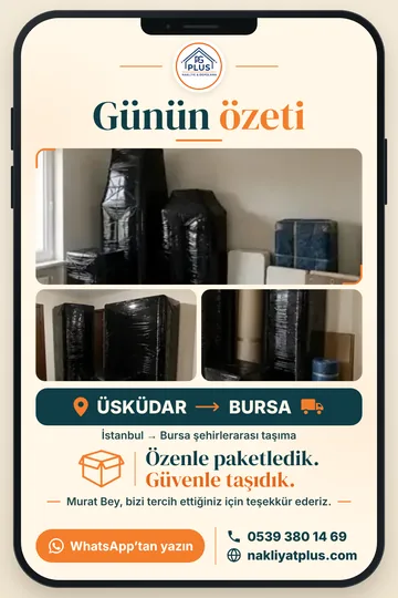 Günün özeti: Üsküdar → Bursa taşıma işi