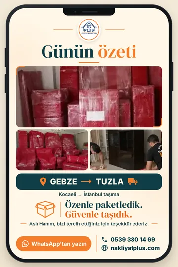 Günün özeti: Gebze → Tuzla taşıması
