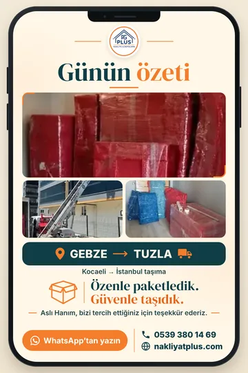 Günün özeti: Gebze → Tuzla taşıması