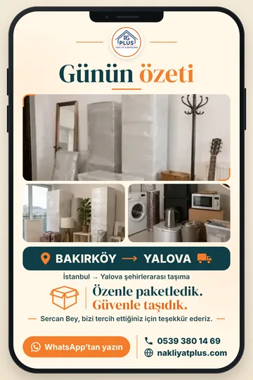Günün özeti: Bakırköy → Yalova taşıması
