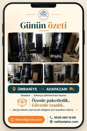 Günün özeti: Ümraniye → Adapazarı taşıması
