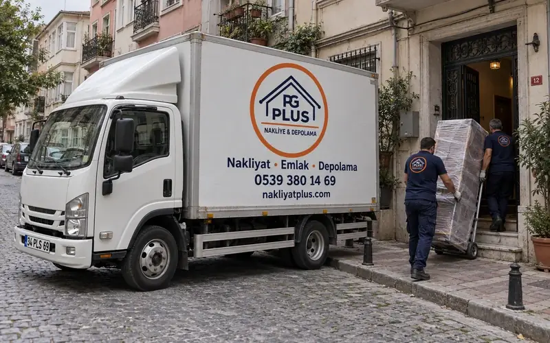 Fatih evden eve nakliyat; logolu taşıma aracı, temsili görsel