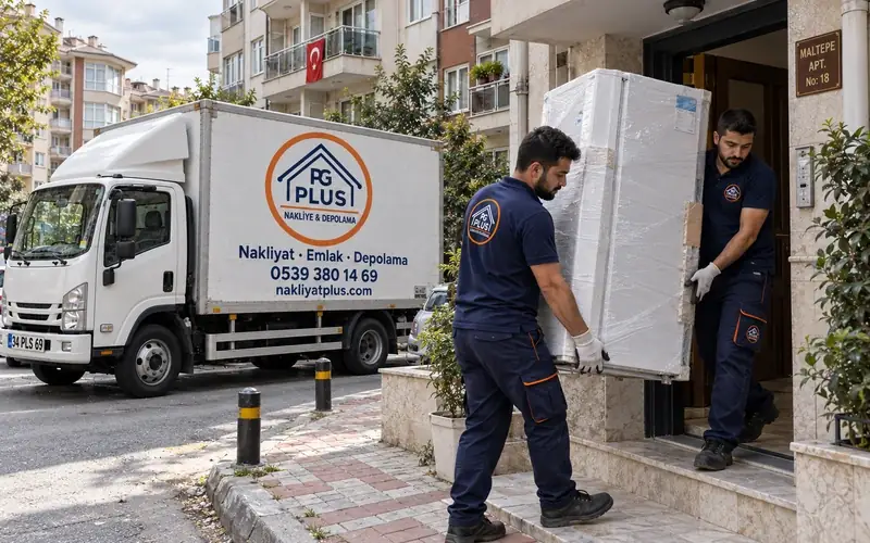Maltepe evden eve nakliyat; logolu taşıma aracı, temsili görsel