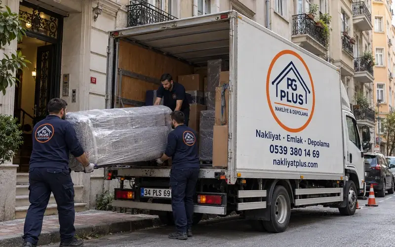 Şişli evden eve nakliyat; logolu taşıma aracı, temsili görsel