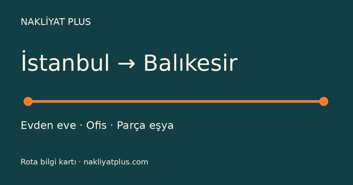 İstanbul–Balıkesir rota bilgi kartı