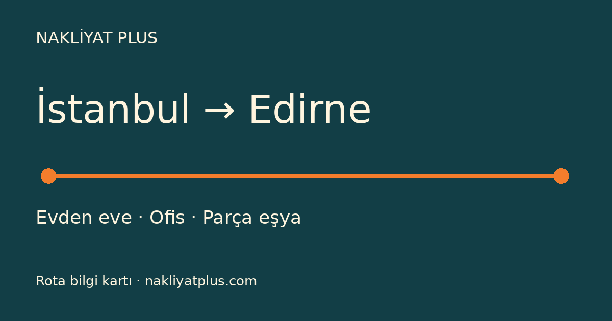 İstanbul–Edirne rota bilgi kartı